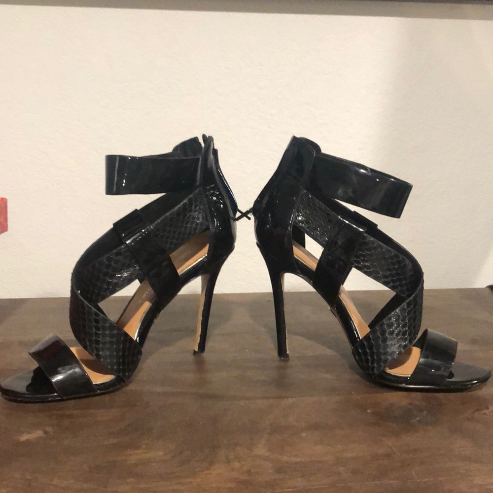 Badgley Mischka Snake Skin Stiletto Sandals